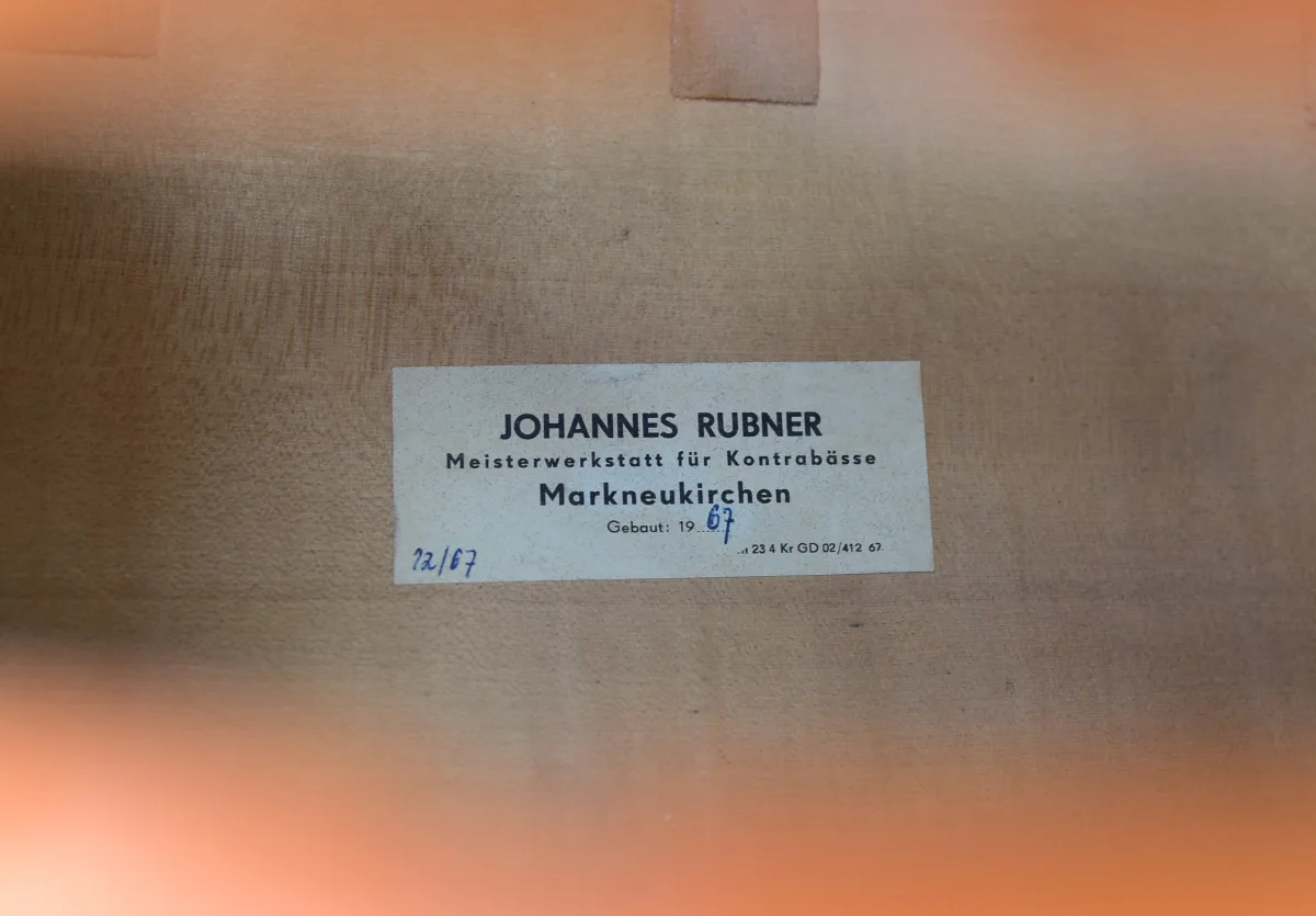 Werkstattzettel von Johannes Rubner mit dem handschriftlichen Baujahr 1967